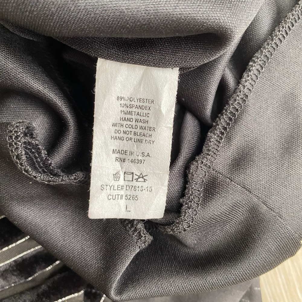 Olive Tree Y2K Black Velvet Striped Size L Mini Dress Metallic Silver Accents - Picture 3 of 9